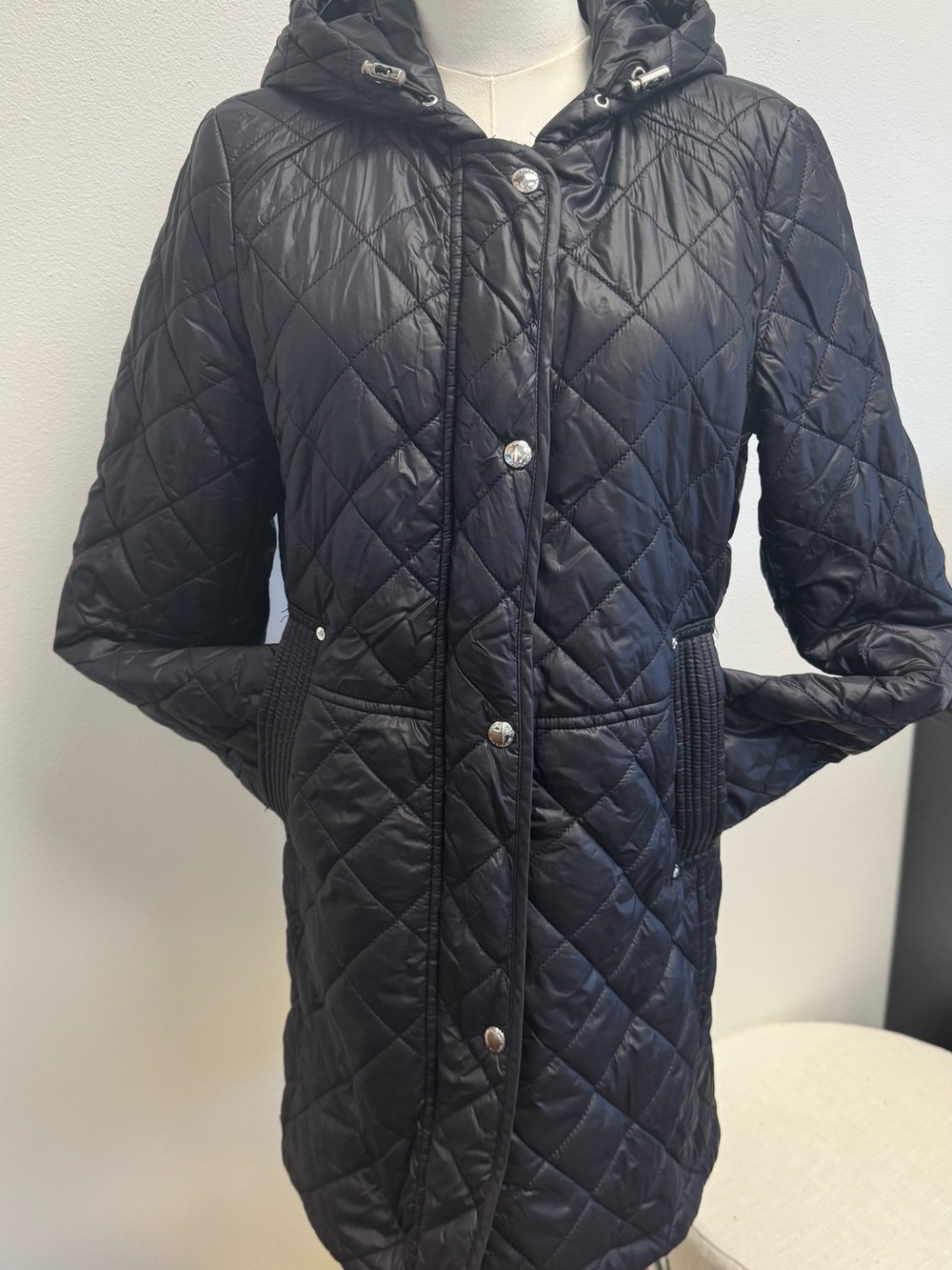 Sam Edelman M Quilted Hooded Women's Coat - Black